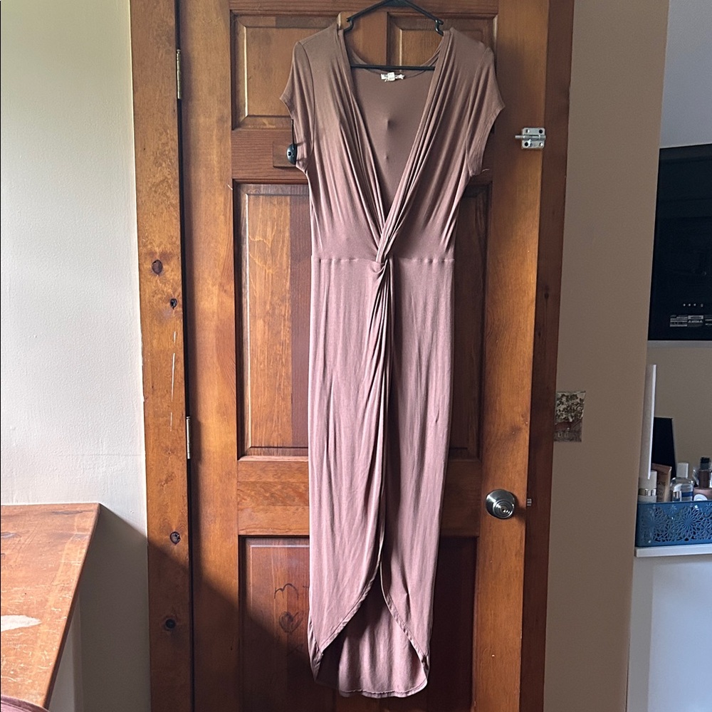 Rolla Coster brown Ruched High Low Gown